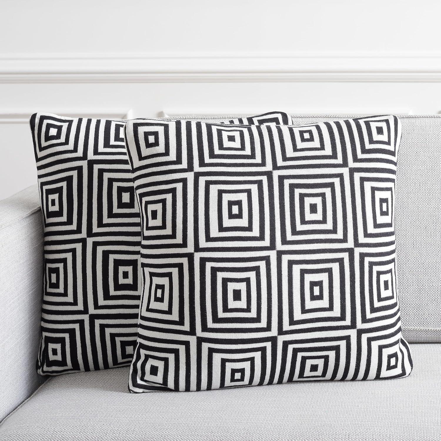 image:imageSAFAVIEH Home Collection PLS402 Pillow BlackIvory 2 Count