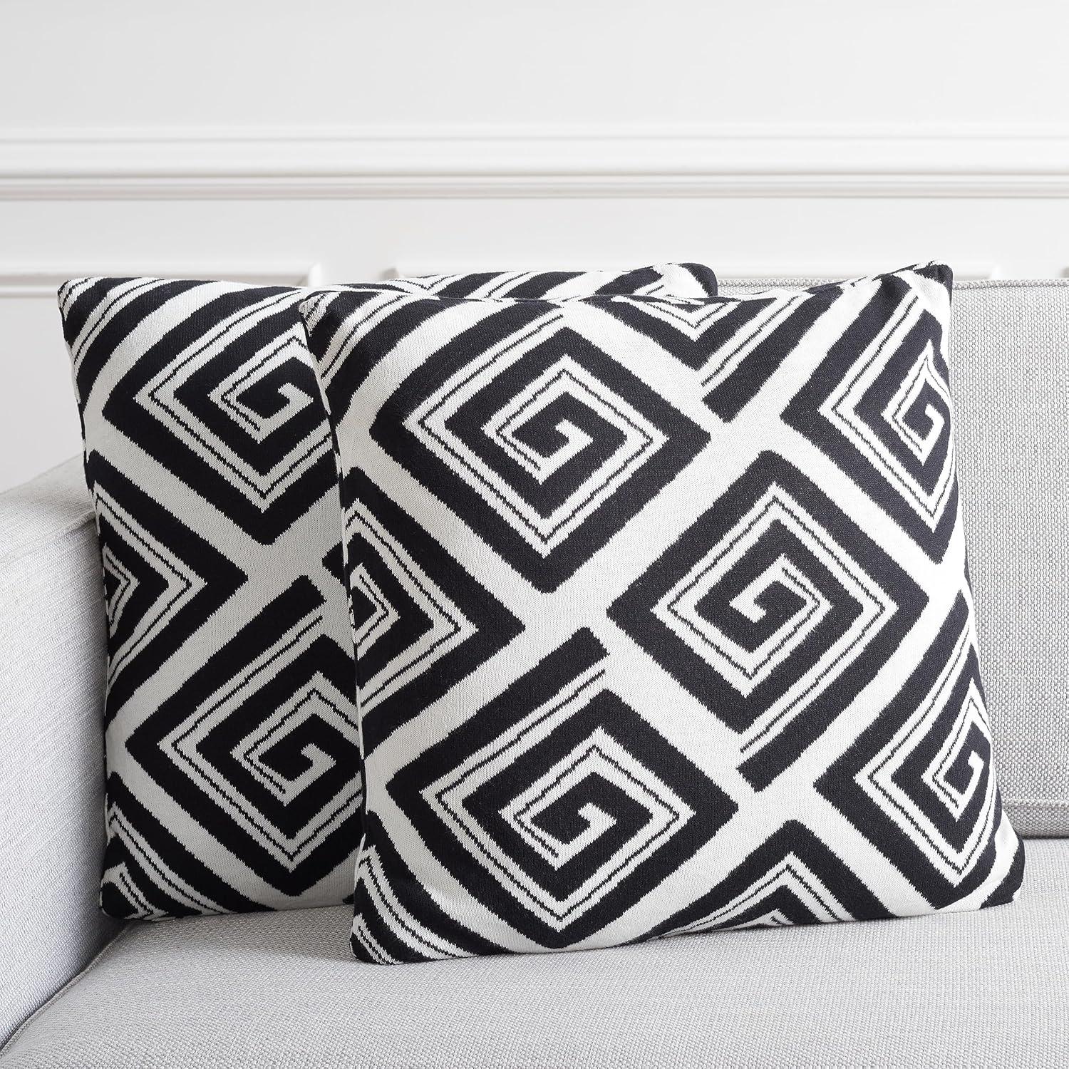 image:imageSAFAVIEH Home Collection PLS403 Pillow BlackIvory 2 Count