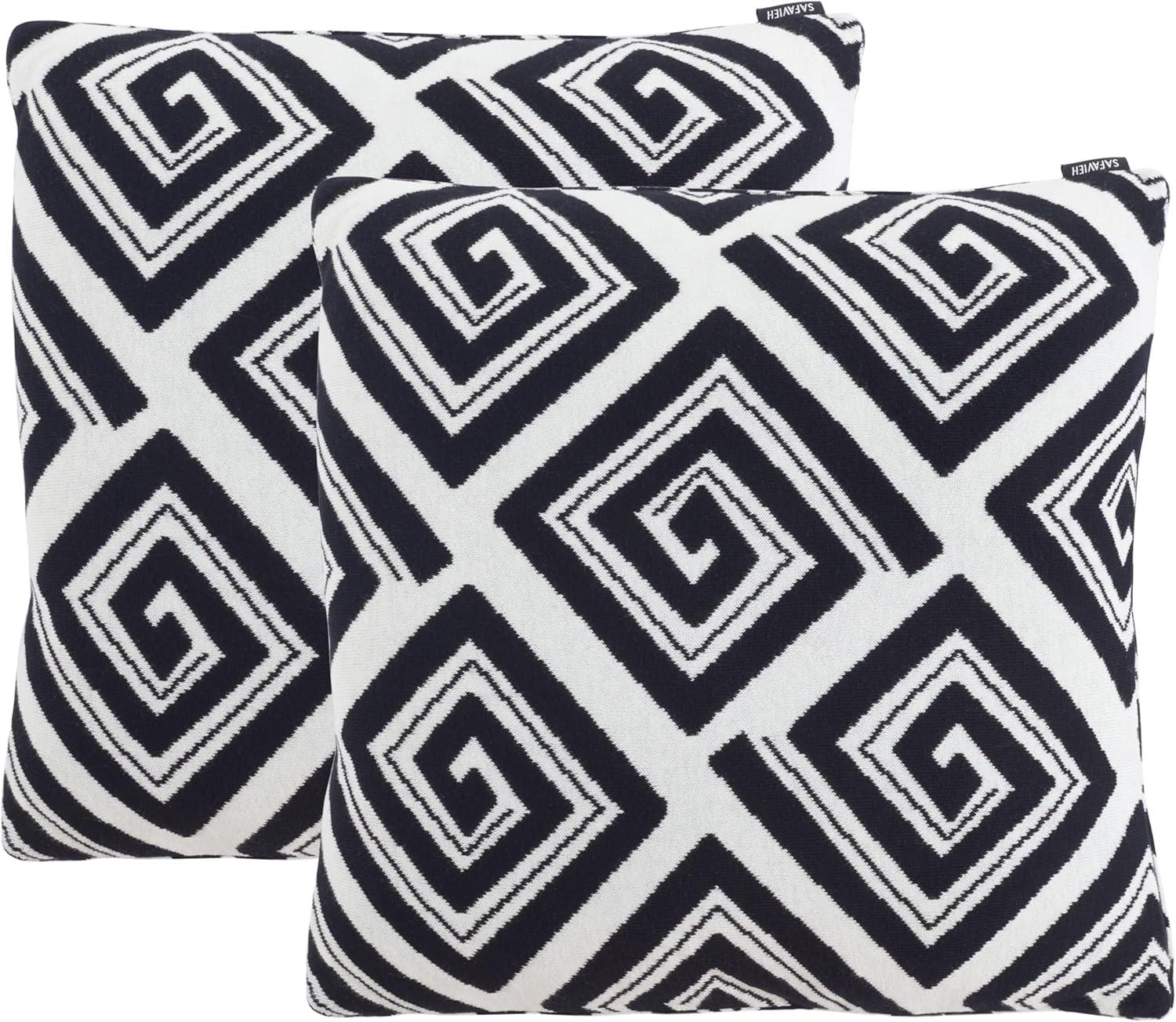 image:imageSAFAVIEH Home Collection PLS403 Pillow BlackIvory 2 Count