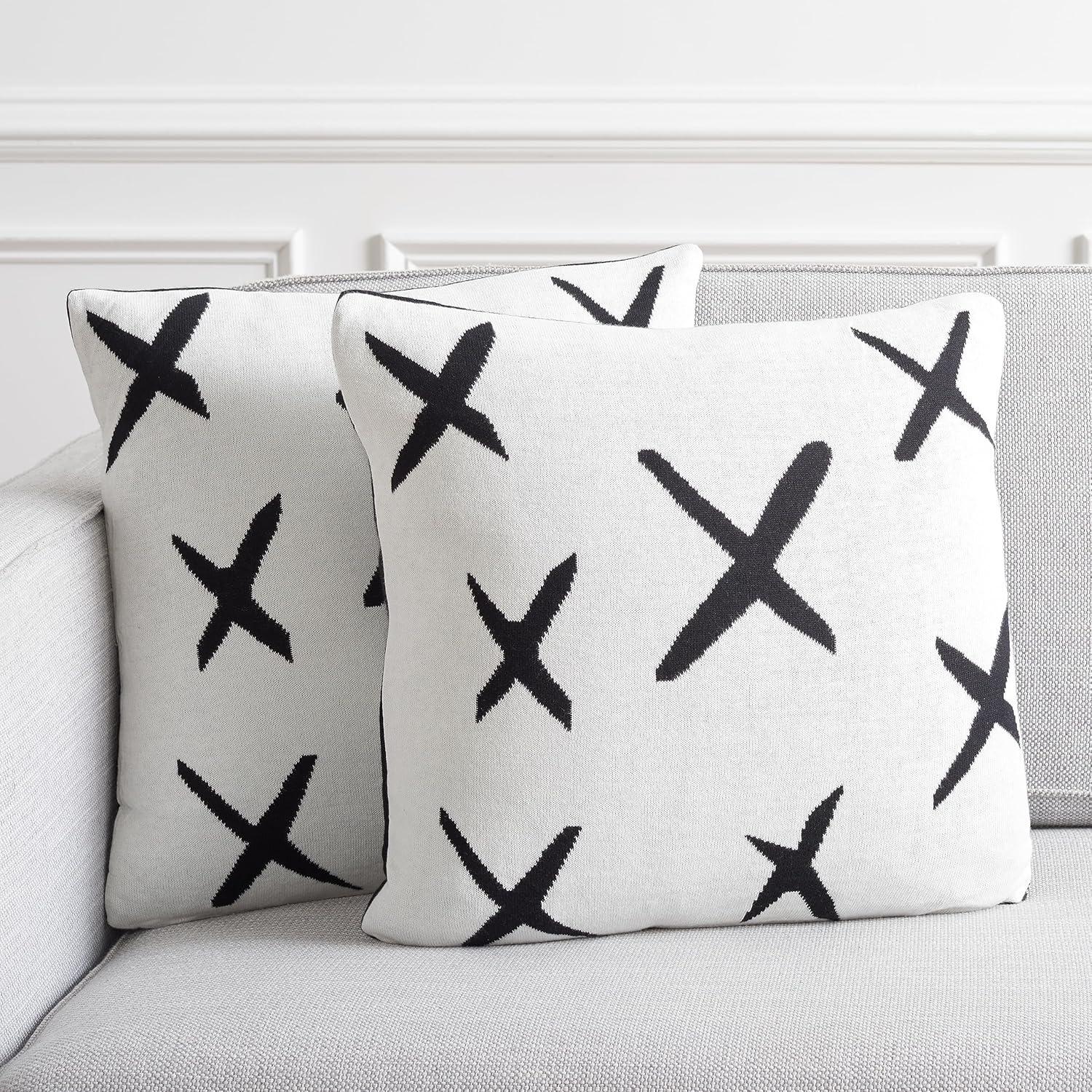 image:imageSAFAVIEH Home Collection PLS404 Pillow BlackIvory 2 Count
