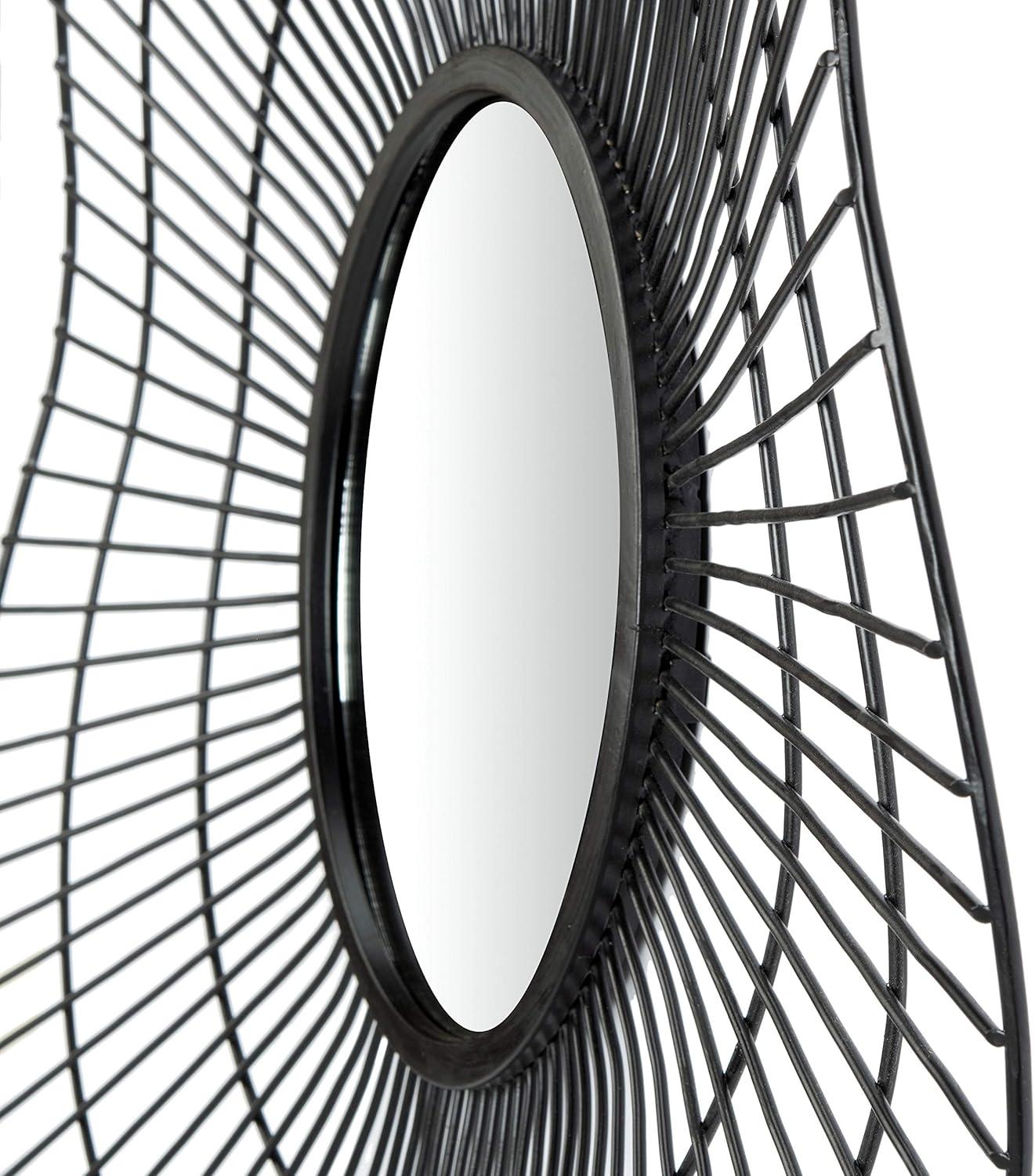 image:imageSAFAVIEH Home Collection Rainey 30inch Modern Black Round Mirror