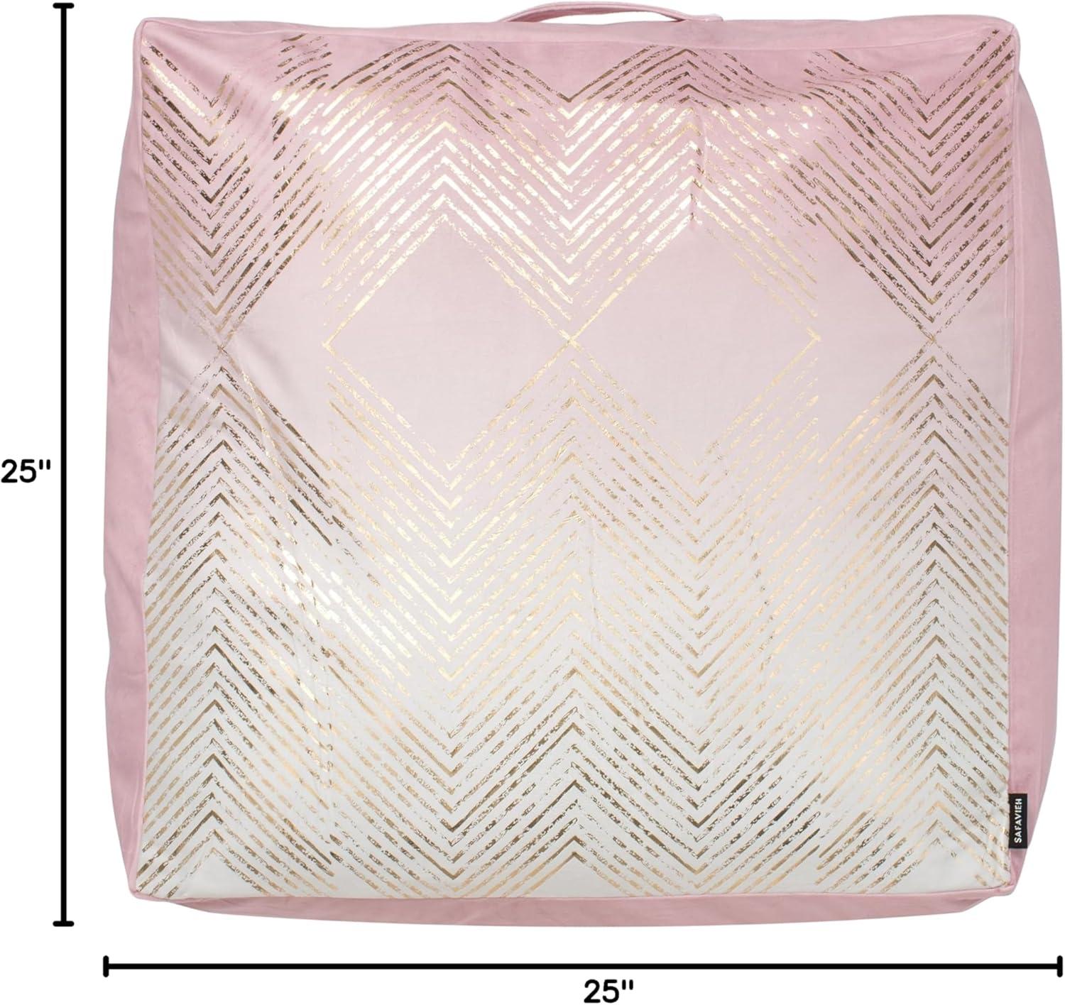 image:imageSAFAVIEH Home Collection Sarla NavySilver 26inch Round Floor Pillow with Insert for Living Room Meditation Sofa Extra SeatingPinkGold