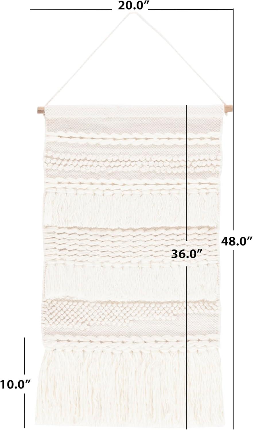 image:imageSAFAVIEH Home Collection Sedona Zeta IvoryBeige Boho Tribal Woven Wool Tassel Fringe Tapestry Hanging Wall Art