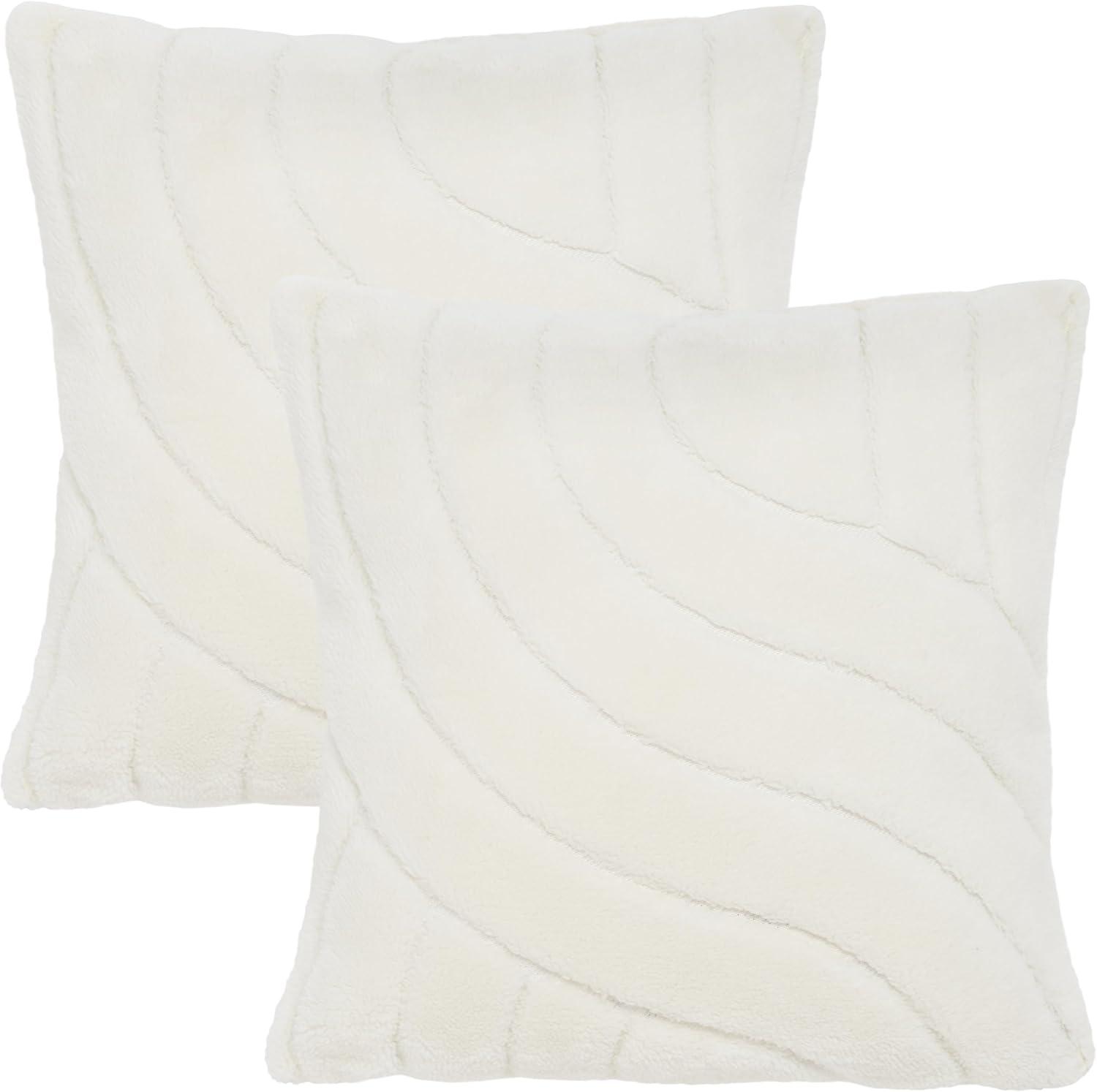 image:imageSAFAVIEH Home Collection Verli Ivory 23inch Square Decorative Accent Throw Pillow with Insert Set of 2Ivory