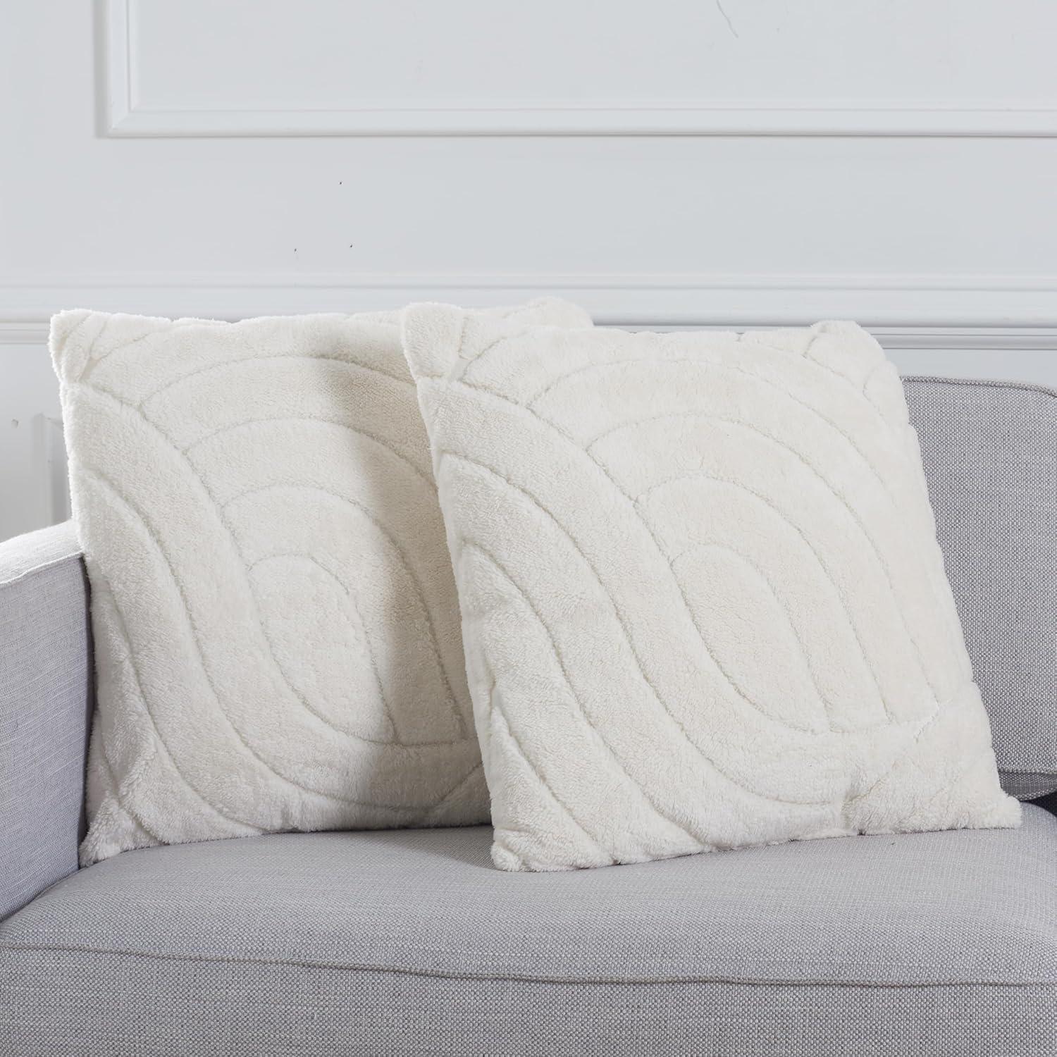 image:imageSAFAVIEH Home Collection Verli Ivory 23inch Square Decorative Accent Throw Pillow with Insert Set of 2Ivory