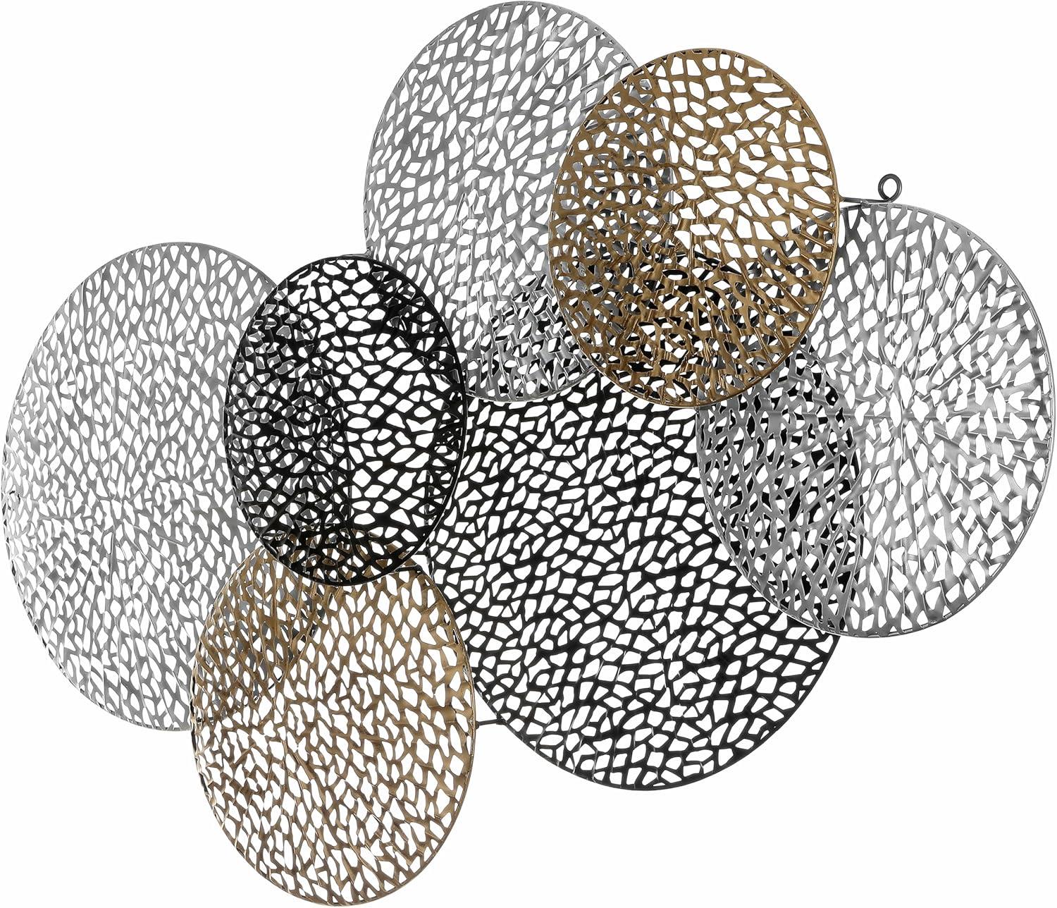 image:imageSAFAVIEH Home Collection Viviette Multicolored Metal Overlapping 7Disk Wall Decor