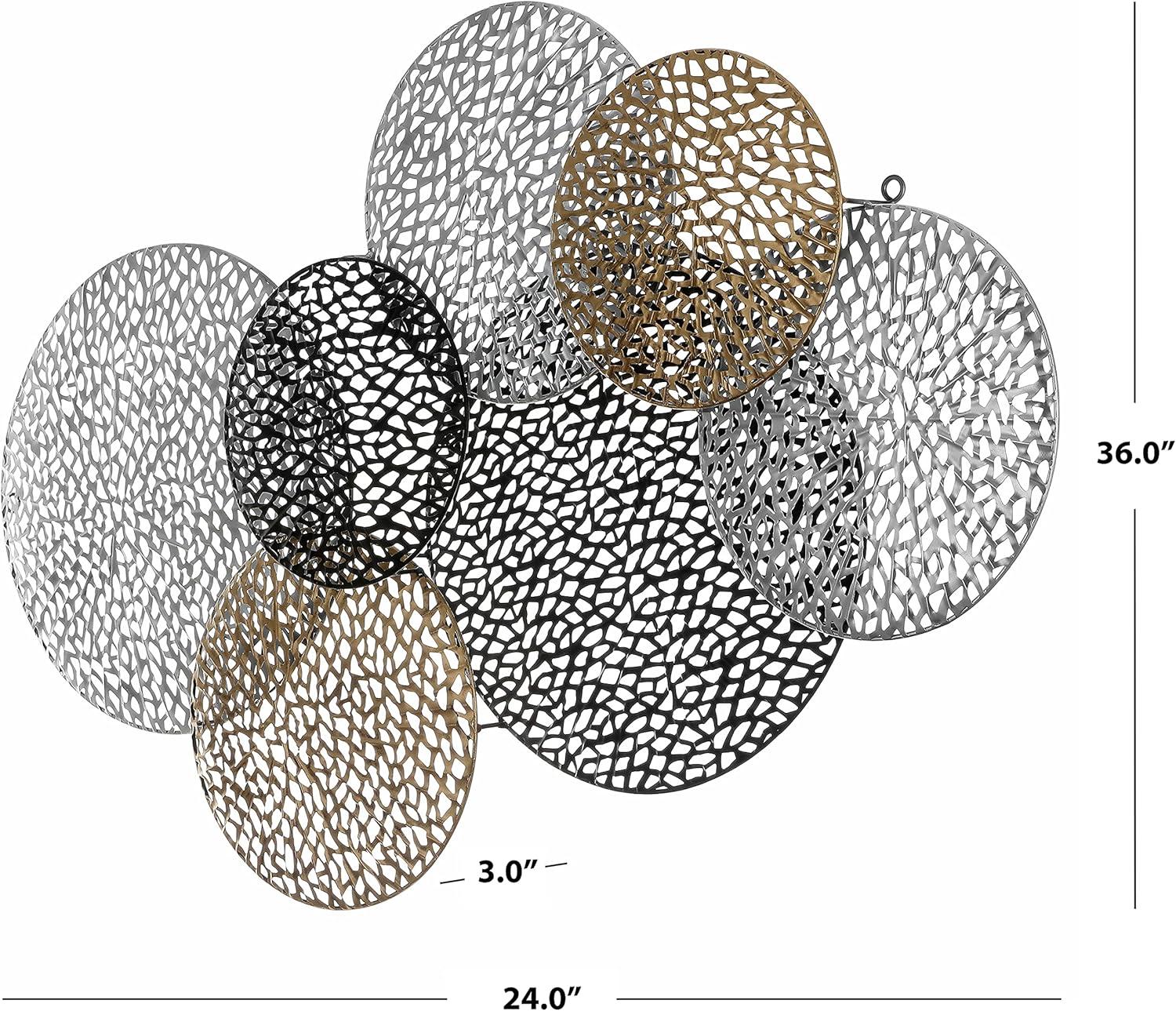 image:imageSAFAVIEH Home Collection Viviette Multicolored Metal Overlapping 7Disk Wall Decor