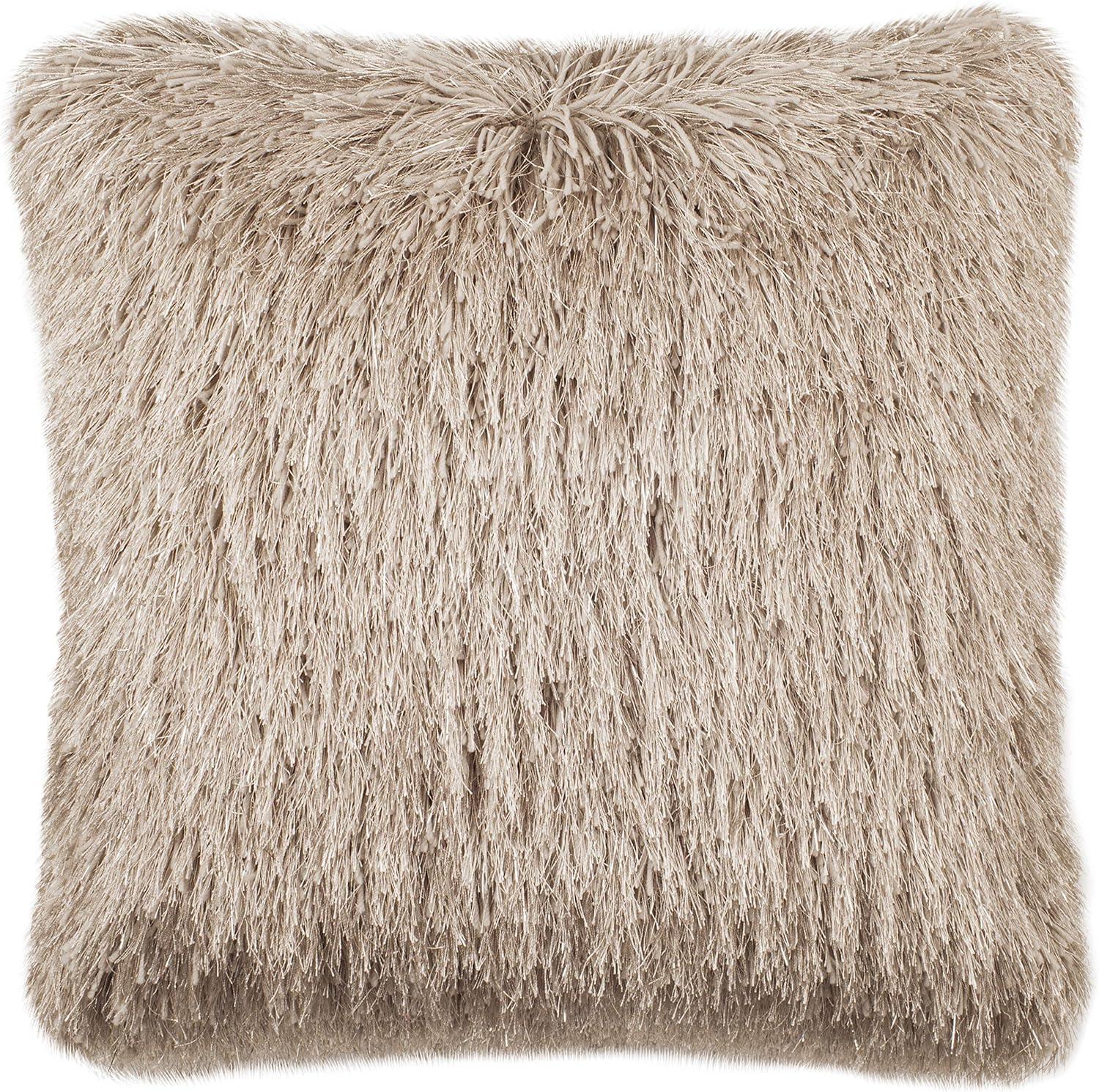 image:imageSAFAVIEH Pillow Collection Shag Modish 20 Throw Metallic SilverMetallic Bronze