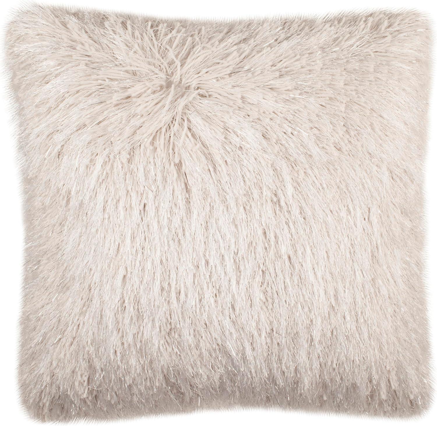 image:imageSAFAVIEH Pillow Collection Shag Modish 20 Throw Metallic SilverMetallic Snow