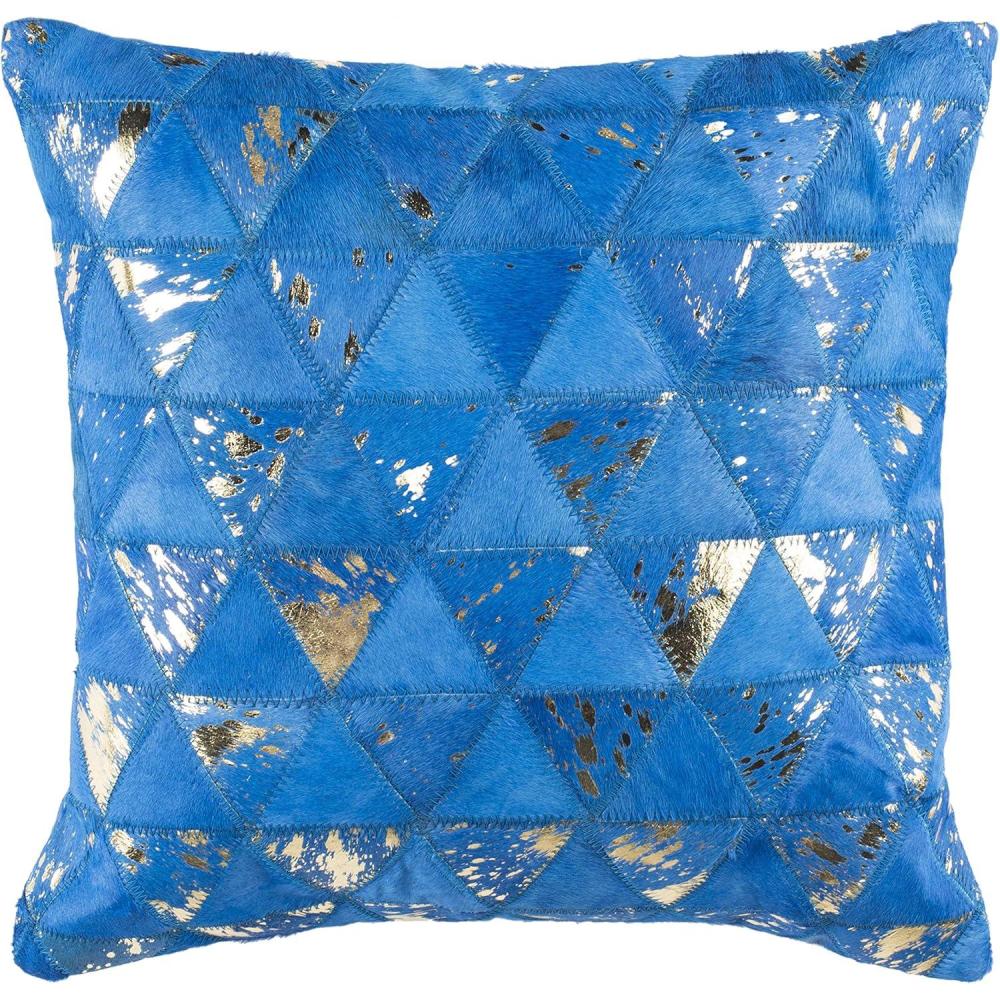 image:imageSAFAVIEH Clairton Metallic Cowhide Throw Pillow BlueSilver