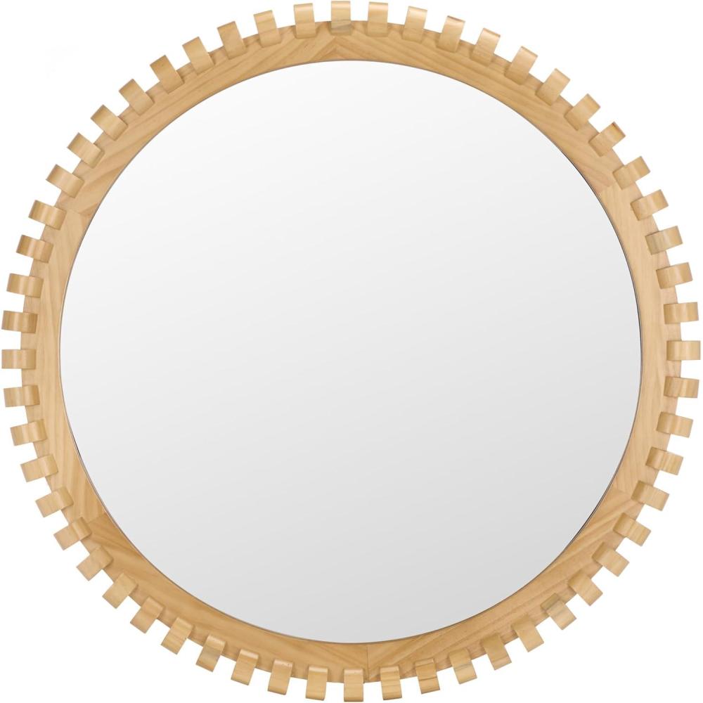 image:imageSAFAVIEH Home Collection  Kelly Natural Round Wall Mirror Sculpted Wood Frame Decorative Accent MRR9033ANatural