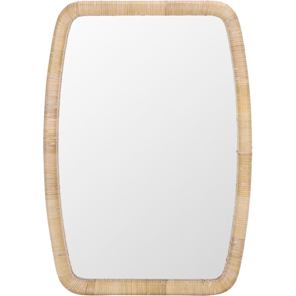 image:imageSAFAVIEH Home Collection Lani Natural Rattan Wall Mirror Rounded Rectangular Frame Vertical or Horizontal Hanging Accent MRR9032ANatural