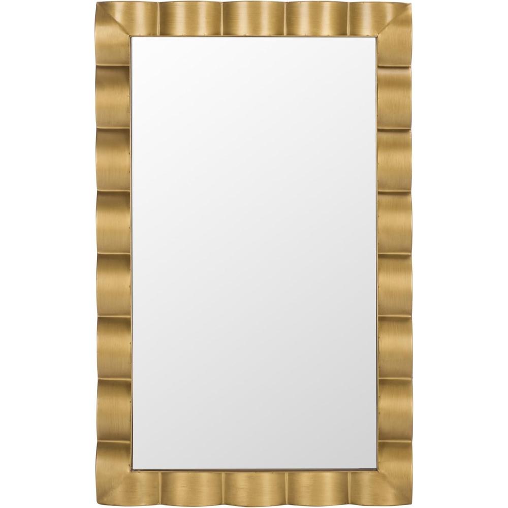 image:imageSAFAVIEH Home Collection Nira Gold Rectangular Wall Mirror Sculpted Frame Decorative Accent MRR9035AGold
