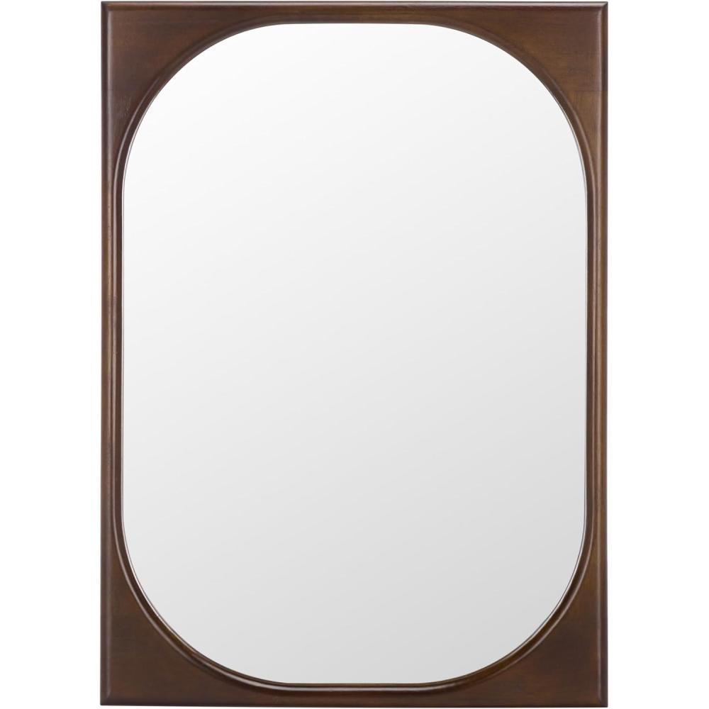 image:imageSAFAVIEH Home Collection Zola Brown Wall Mirror Wood Frame Vertical or Horizontal Hanging Accent MRR9030ABrown