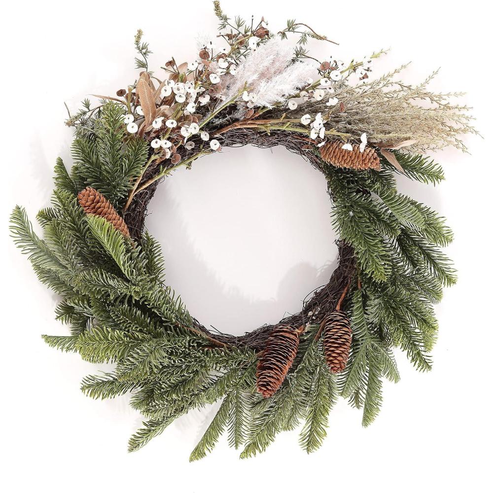 image:imageSAFAVIEH Home Collection 21inch Decorative Artificial Pine amp Olive Leaf Wreath Fully Assembled
