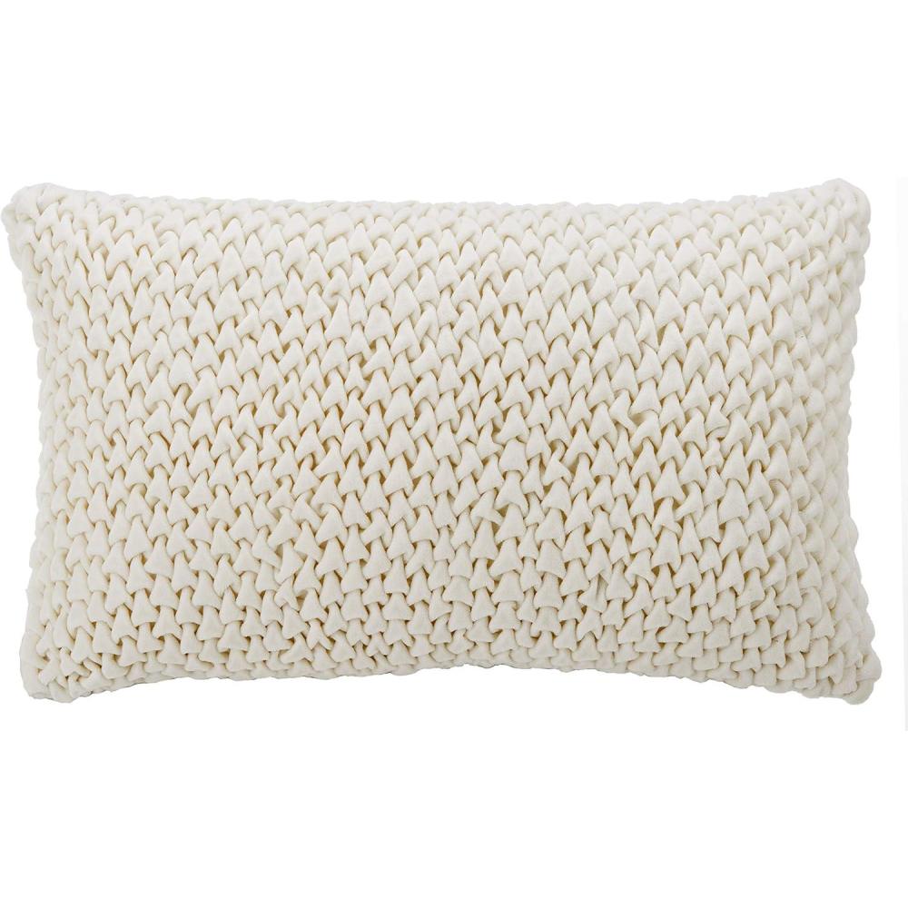 image:imageSAFAVIEH Home Collection Abella Cream 18inch Square Decorative Accent Throw Pillow with InsertCream