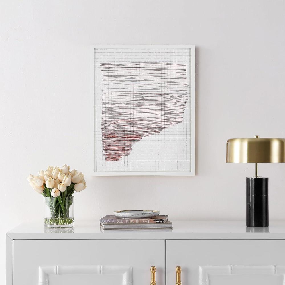 image:imageSAFAVIEH Home Collection Architects Daydream RedIvory 16 x 20inch Abstract Framed Wall Art for Bedroom Living Room Foyer Dining Area Entryway