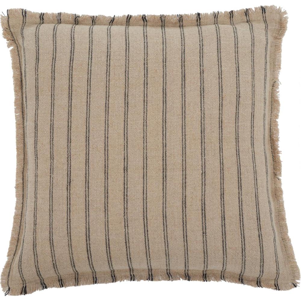 image:imageSAFAVIEH Home Collection Arden NaturalBlack Linen 20inch Square Decorative Accent Throw Pillow with Insert