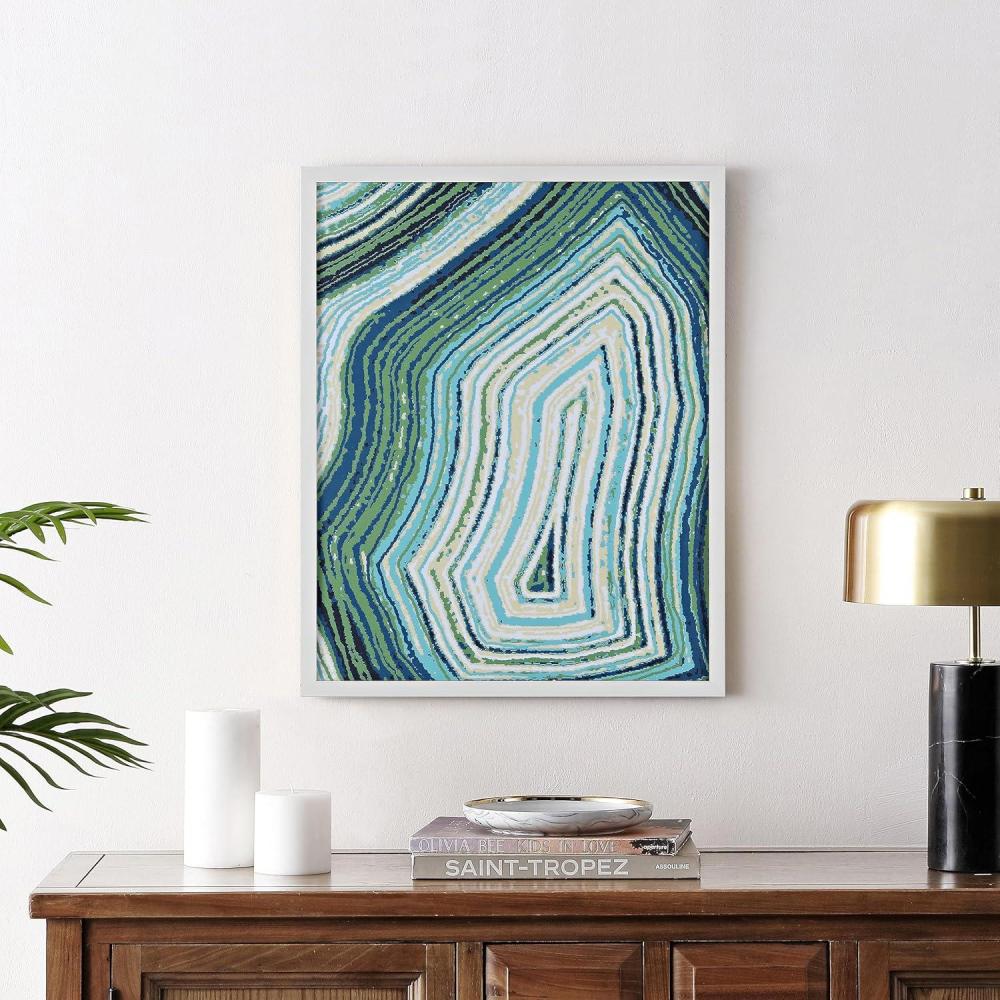 image:imageSAFAVIEH Home Collection Emerald Resonance BlueSpring Green 16 x 20inch Framed Wall Art for Bedroom Living Room Foyer Dining Area Entryway