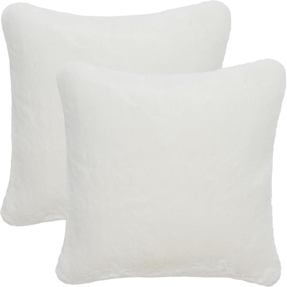 image:imageSAFAVIEH Home Collection Flayn Grey Faux Fur 17inch Square Decorative Accent Throw Pillow with Insert Set of 2Ivory