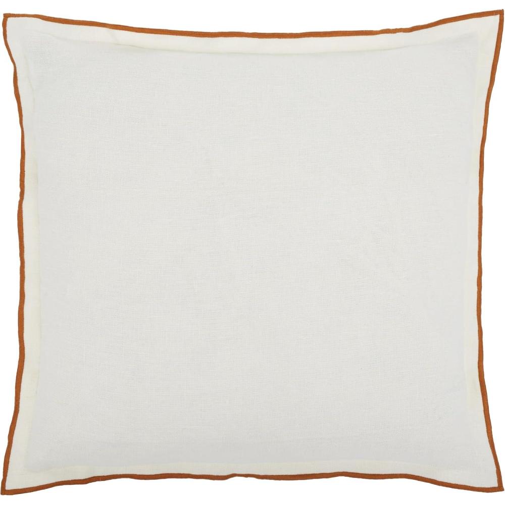 image:imageSAFAVIEH Home Collection Hallie WhiteRust Linen 20inch Square Decorative Accent Throw Pillow with Insert