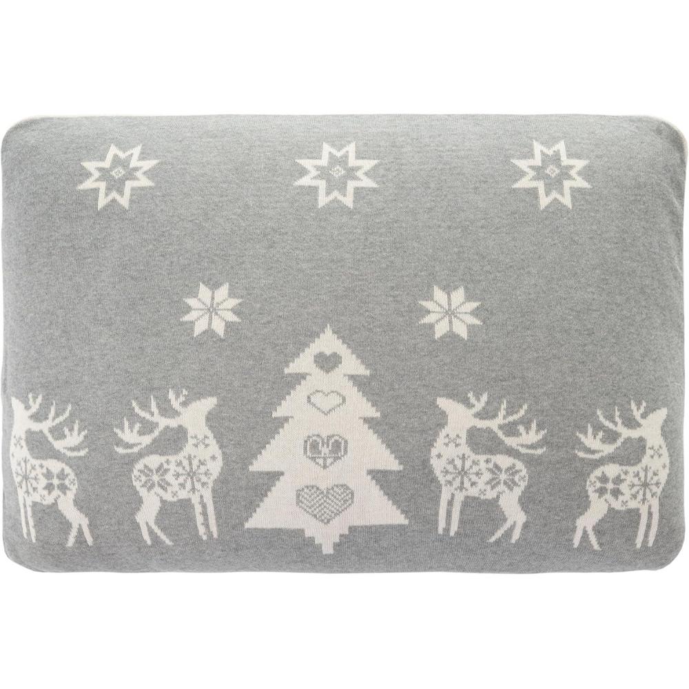 image:imageSAFAVIEH Home Collection Holiday Twinkling Rustic Farmhouse Reindeer Grey Cotton 16 x 24inch Rectangle Decorative Accent Insert Throw Pillow