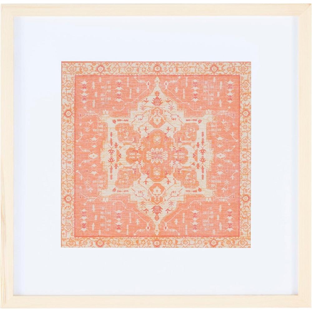 image:imageSAFAVIEH Home Collection Ishtar Terracotta 18inch Square Medallion Wood Framed Textile Wall Art for Bedroom Living Room Foyer Dining Area Entryway