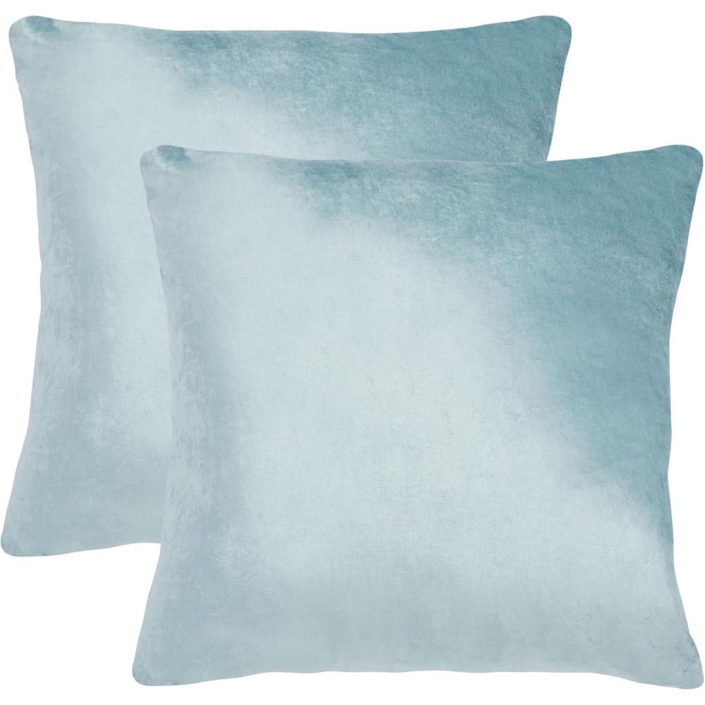 image:imageSAFAVIEH Home Collection Jovanni Purple Viscose 18inch Square Pillow Set of 2 with InsertAqua