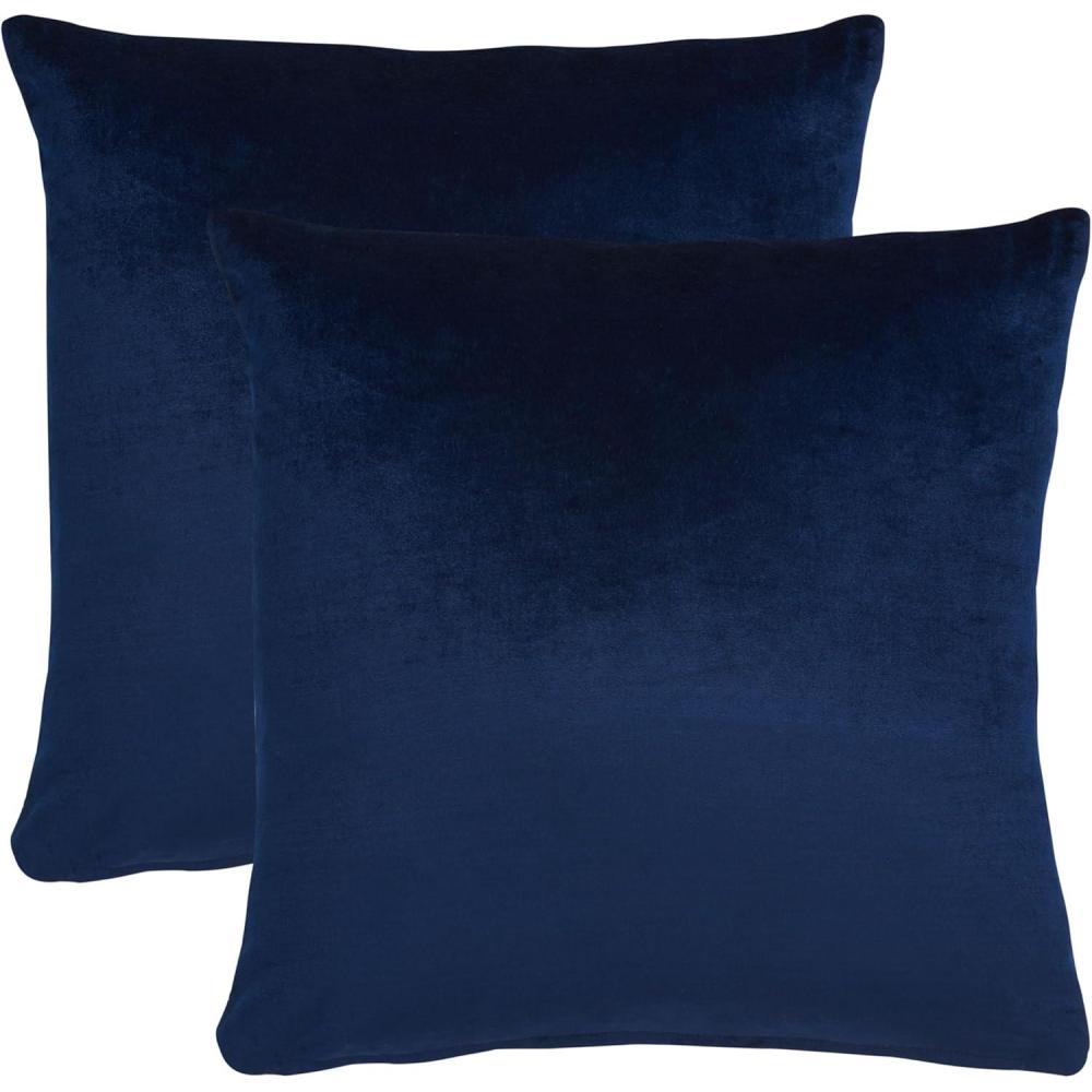 image:imageSAFAVIEH Home Collection Jovanni Purple Viscose 18inch Square Pillow Set of 2 with InsertNavy