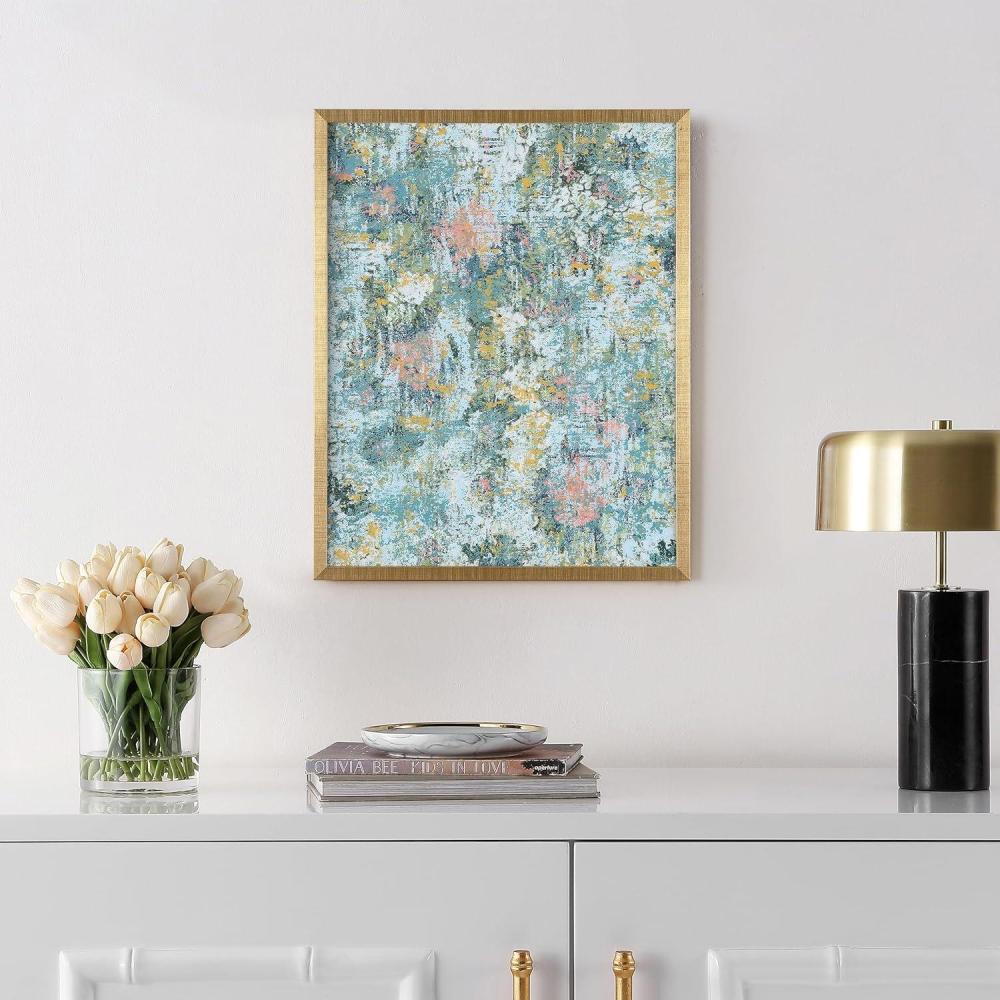image:imageSAFAVIEH Home Collection Lasting Impression Sky BlueSpring Green 16 x 20inch Abstract Framed Wall Art for Bedroom Living Room Foyer Dining Area Entryway