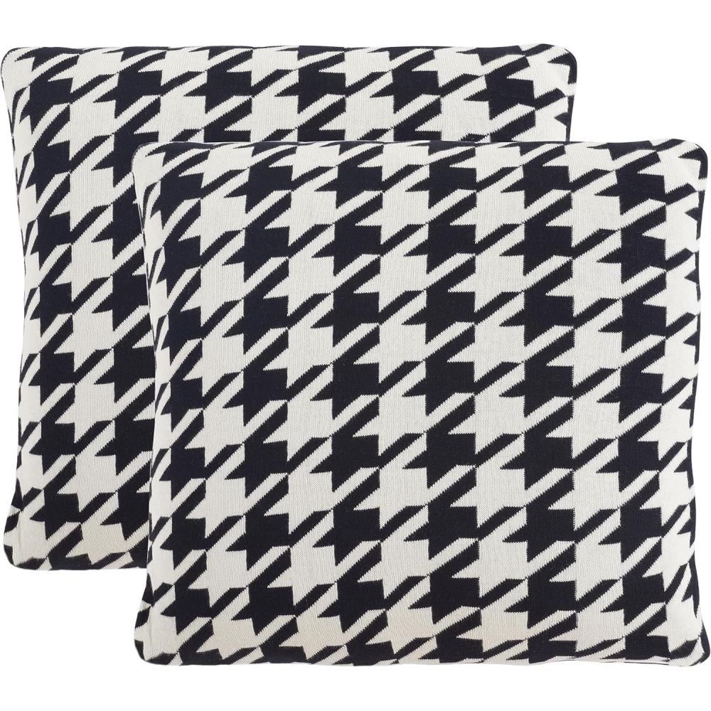 image:imageSAFAVIEH Home Collection PLS400 Pillow BlackIvory 2 Count