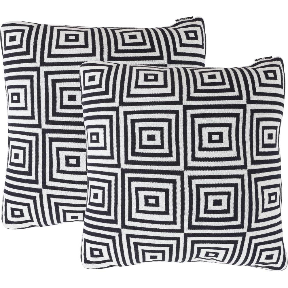 image:imageSAFAVIEH Home Collection PLS402 Pillow BlackIvory 2 Count
