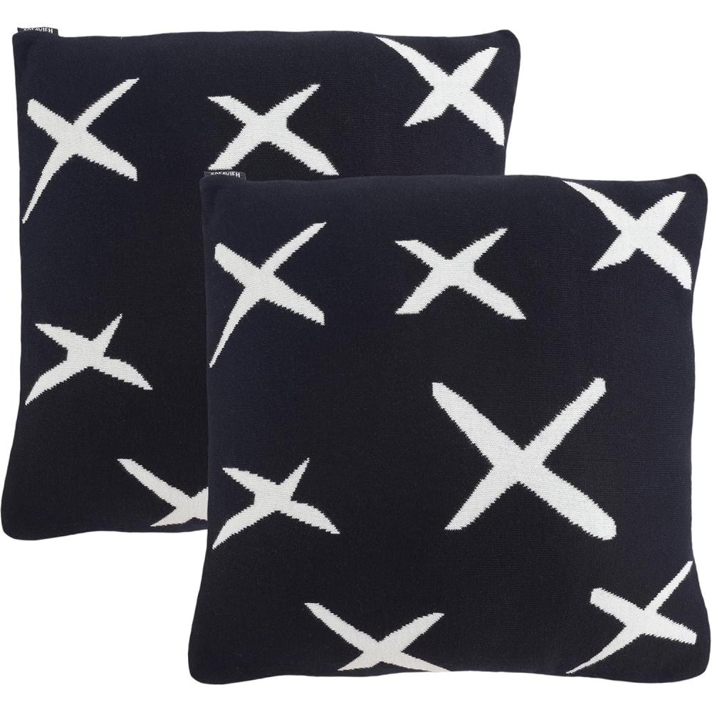 image:imageSAFAVIEH Home Collection PLS404 Pillow BlackIvory 2 Count