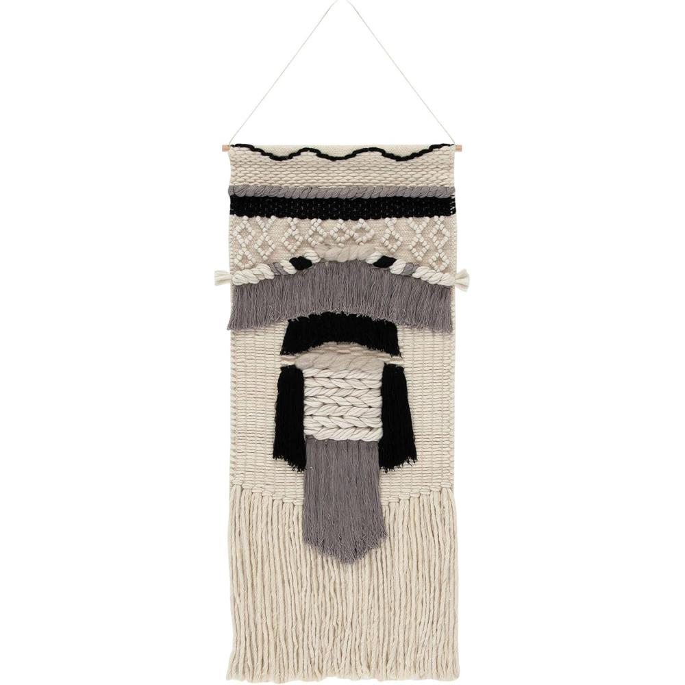 image:imageSAFAVIEH Home Collection Sedona Hidalgo Boho Tribal IvoryGrey Wool Woven Tapestry Hanging Wall Art