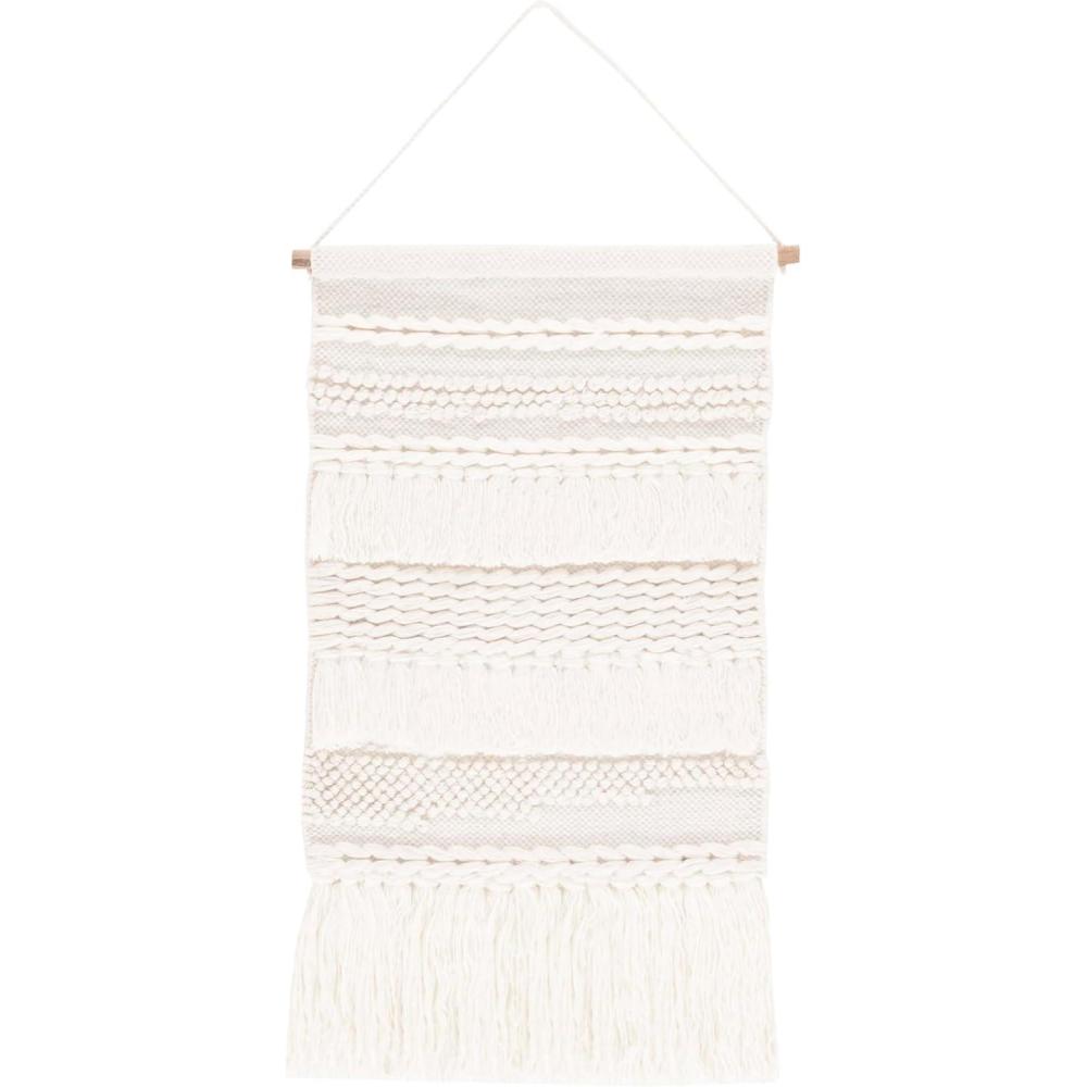 image:imageSAFAVIEH Home Collection Sedona Zeta IvoryBeige Boho Tribal Woven Wool Tassel Fringe Tapestry Hanging Wall Art
