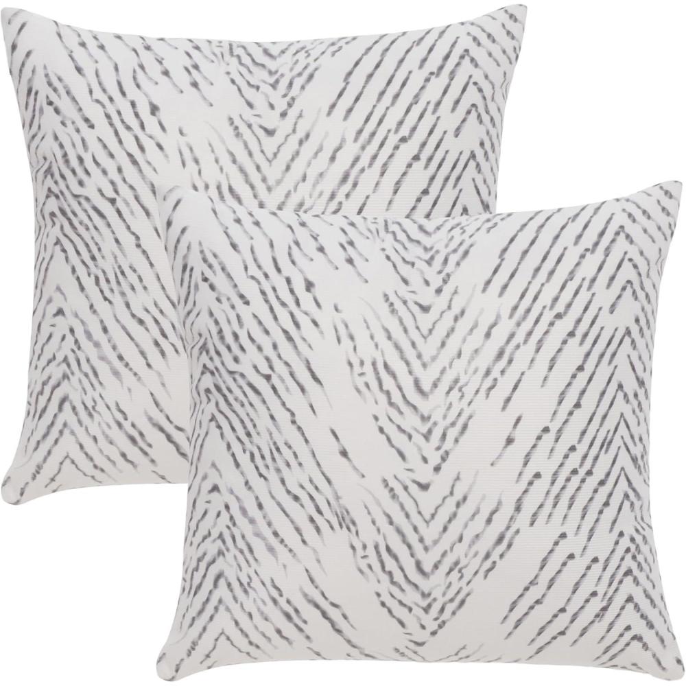 image:imageSAFAVIEH Home Collection Zecora IvoryBlack Velvet Chevron 17inch Square Decorative Accent Throw Pillow with Insert Set of 2IvoryBlack
