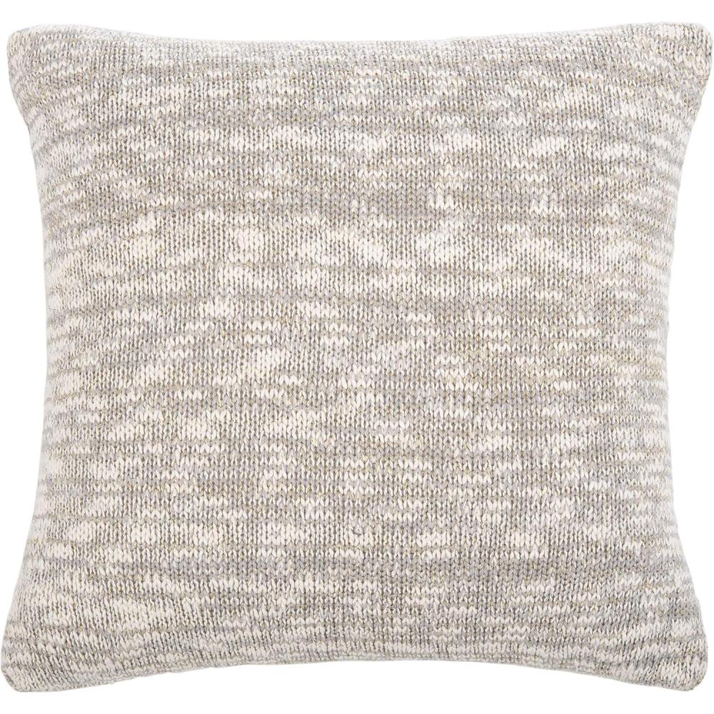 image:imageSAFAVIEH Home Ralen Light Natural Lurex Knit 20inch Decorative Pillow Pillow 22x22 GreyGoldGrey Gold