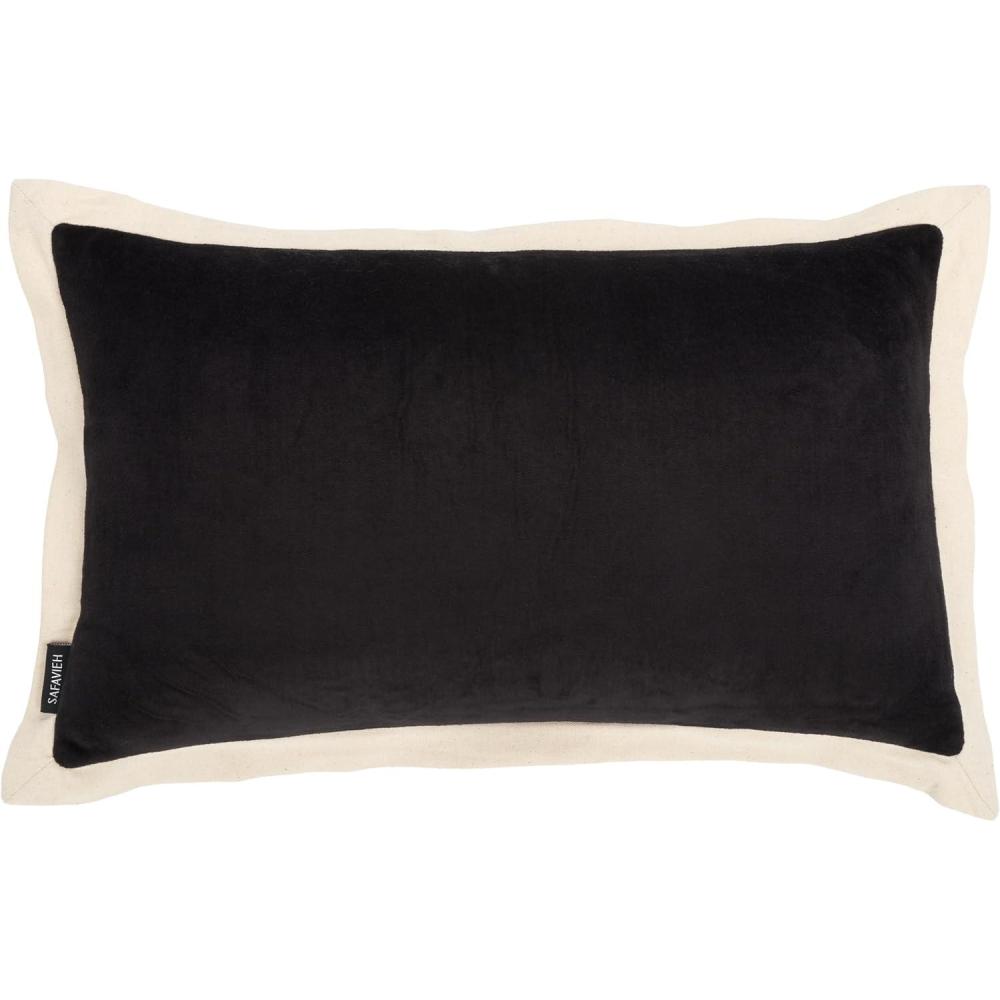 image:imageSAFAVIEH Jordy 18 X 18 OliveNatural Cotton Throw PillowBlackNatural