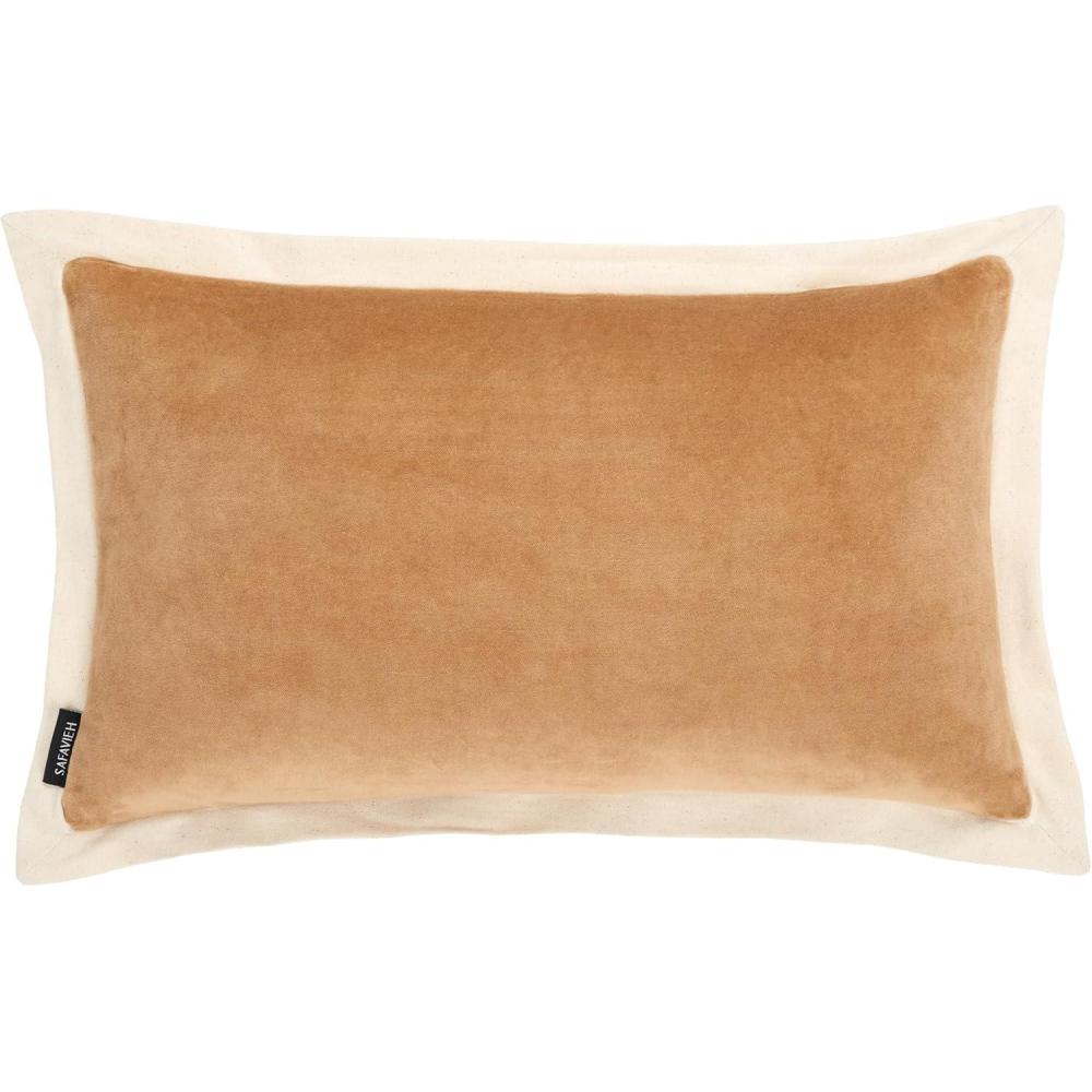 image:imageSAFAVIEH Jordy 18 X 18 OliveNatural Cotton Throw PillowCamelNatural