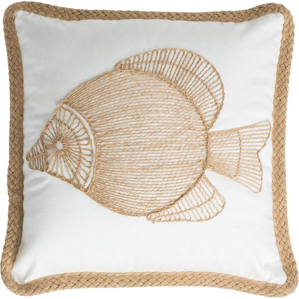 image:imageSafavieh Home Nilam Natural Color Fish Nautical Coastal 18inch Decorative Pillow