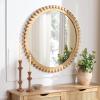 SAFAVIEH Home Collection – Kelly Natural Round Wall Mirror, Sculpted Wood Frame Decorative Accent (MRR9033A)(Natural)