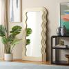 SAFAVIEH Home Collection – Mahya 32″ x 63″ Full Length Mirror, Walnut Wood Frame, Wavy Rectangular Wall Mirror, Modern Decorative Accent (MRR9006C)(White)