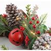 SAFAVIEH Home Collection 30-inch Decorative Artificial Myrtle Wreath with Red Bells LED Light (Fully Assembled)