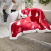SAFAVIEH Home Collection Cedar Red Sherpa 50 x 60-inch Holiday Decorative Throw Blanket(Red)