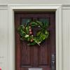 SAFAVIEH Home Collection Faux Artificial 21-inch Sweetgum & Mandarin Decorative Semi Wreath