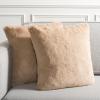 SAFAVIEH Home Collection Flayn Grey Faux Fur 17-inch Square Decorative Accent Throw Pillow with Insert (Set of 2)(Brown)