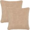 SAFAVIEH Home Collection Flayn Grey Faux Fur 17-inch Square Decorative Accent Throw Pillow with Insert (Set of 2)(Brown)
