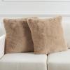 SAFAVIEH Home Collection Flayn Grey Faux Fur 17-inch Square Decorative Accent Throw Pillow with Insert (Set of 2)(Brown)
