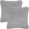 SAFAVIEH Home Collection Flayn Grey Faux Fur 17-inch Square Decorative Accent Throw Pillow with Insert (Set of 2)(Grey)