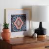 SAFAVIEH Home Collection Hattori Navy/Orange 18-inch Square Boho Tribal Wood Framed Textile Wall Art for Bedroom, Living Room, Foyer, Dining Area, Entryway